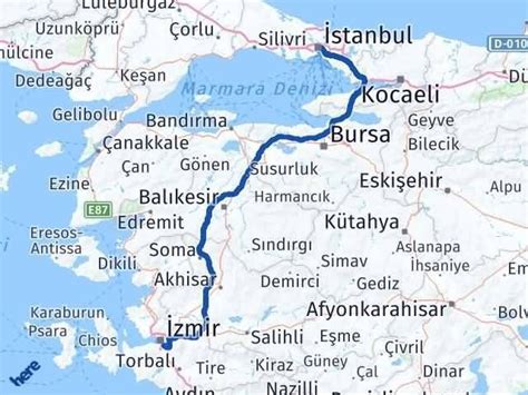 istanbul dan izmir kaç kilometre